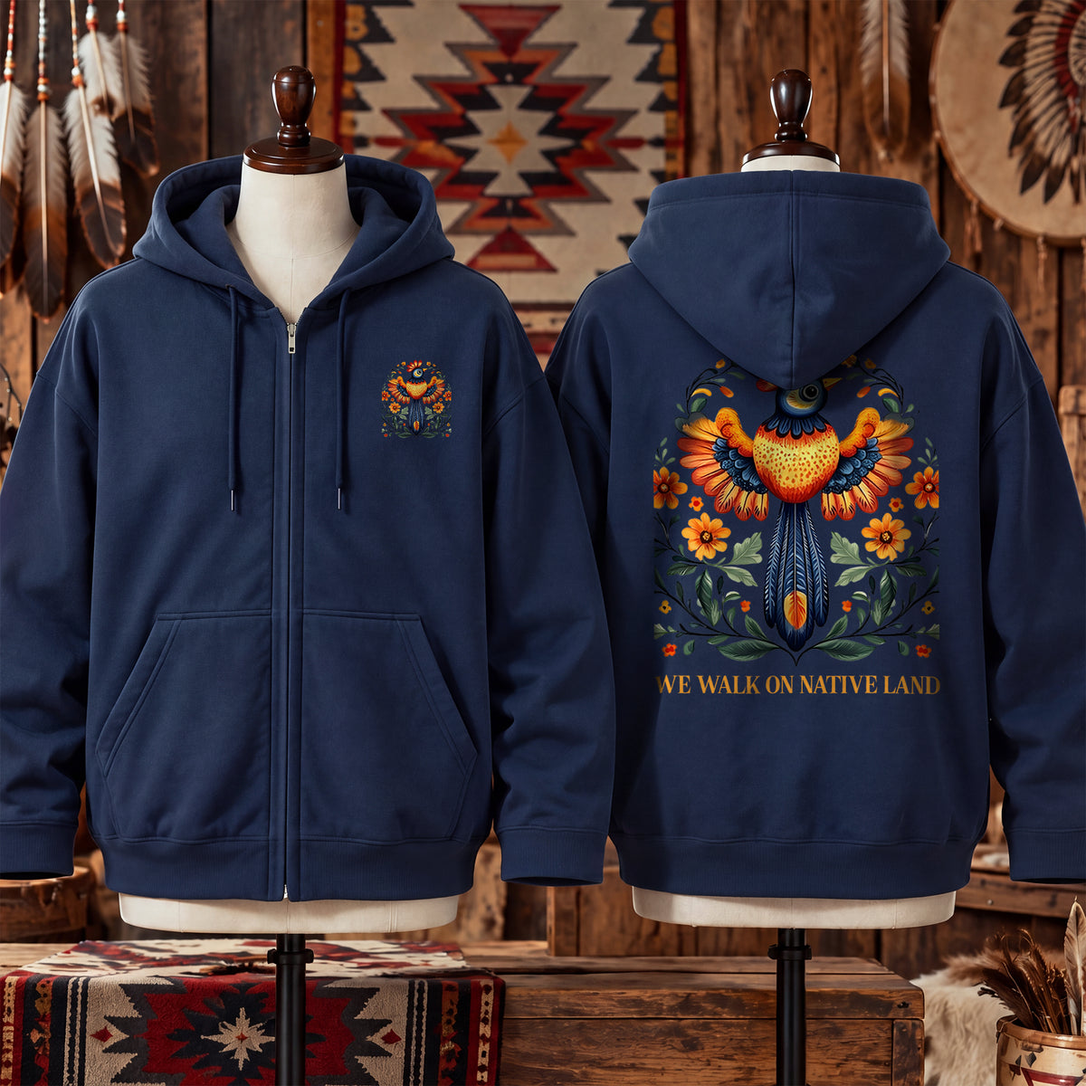 No One Is Illegal On Stolen Land  - Two Sides Unisex Hoodie Zip