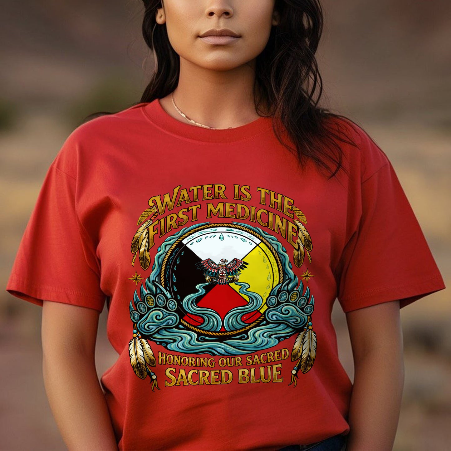 Water Is The First Medicine - Sacred Blue Indigenous - Unisex T-shirt/V-neck T-shirt/Hoodie/Sweatshirt