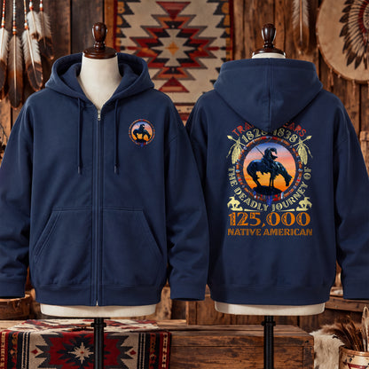 Trail of Tears Memorial - 125,000 Native Americans Lost - Two Sides Unisex Hoodie Zip