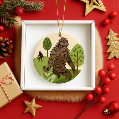 Bigfoot Ceramic Ornament – Sasquatch Forest Christmas Tree Decoration