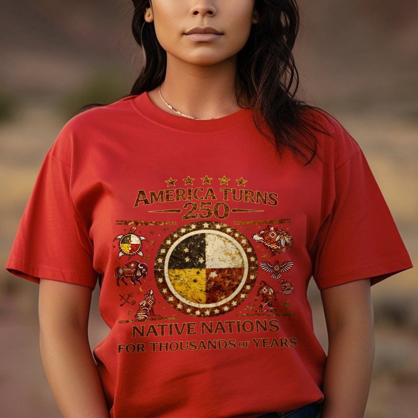 America Turns 250 Native Nations - Indigenous Heritage Before 1776 - Unisex T-shirt/V-neck T-shirt/Hoodie/Sweatshirt