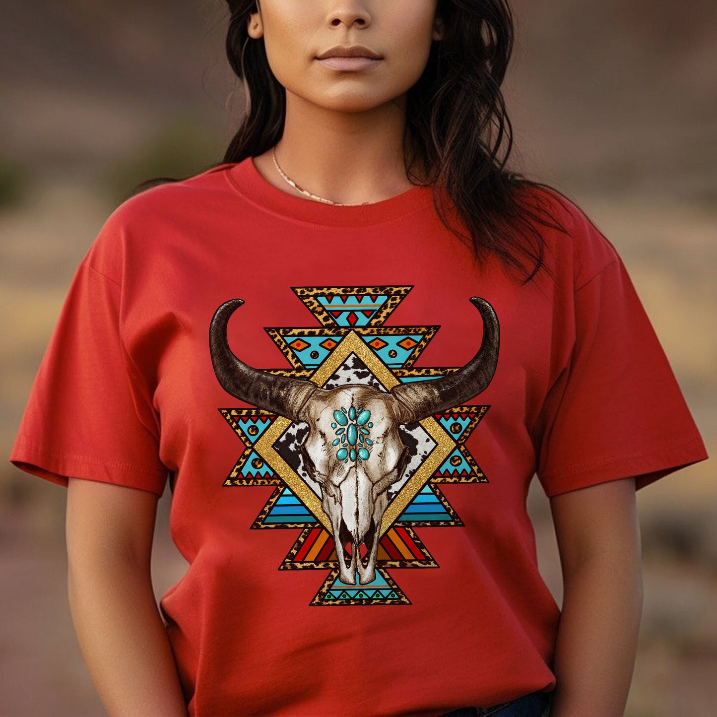 Southwestern Buffalo Skull Native American Unisex T-shirt/V-neck T-shirt /Hoodie/Sweatshirt