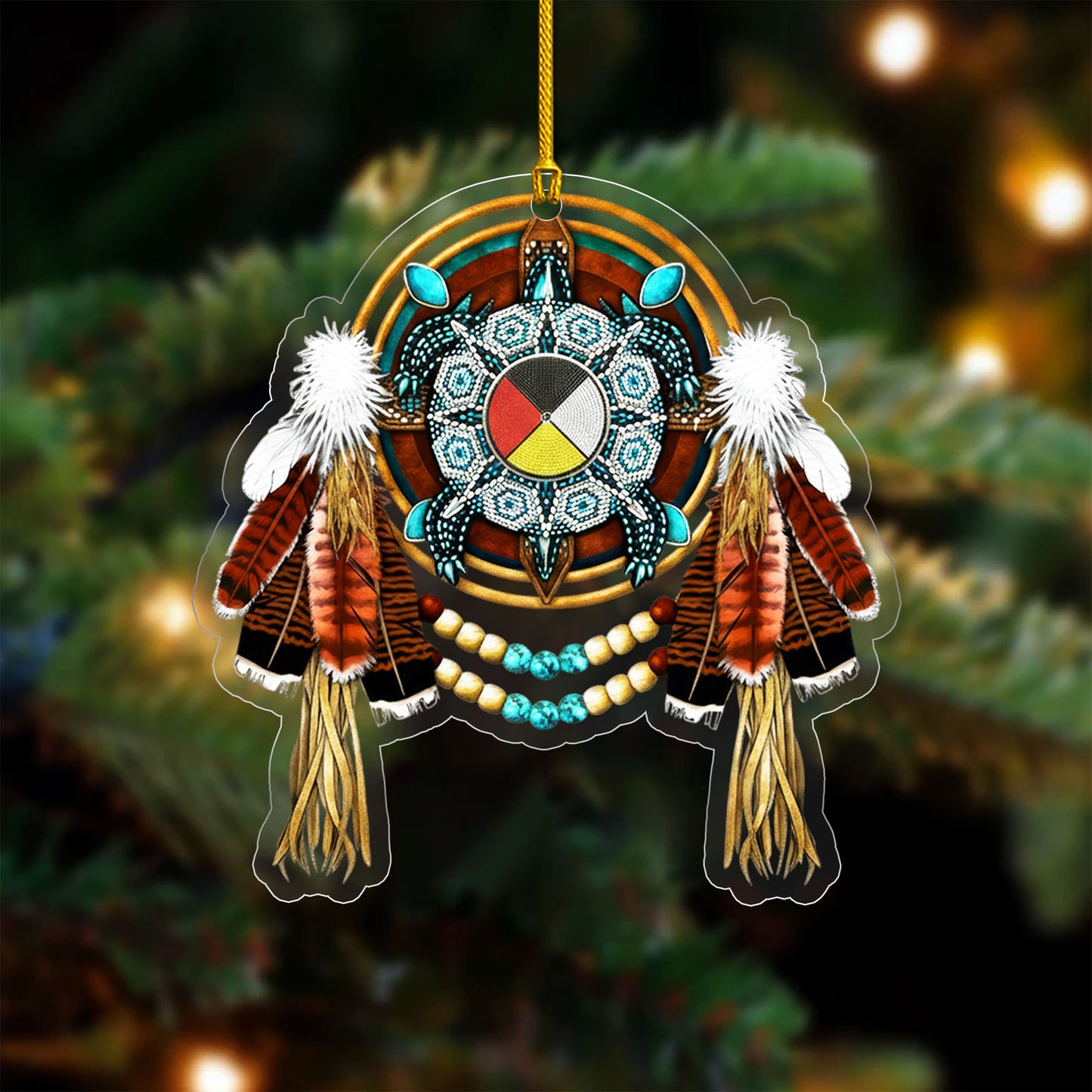 Turtle Medicine Wheel - Native American Healing Symbol - Unique Christmas Gift Decor Flat Acrylic