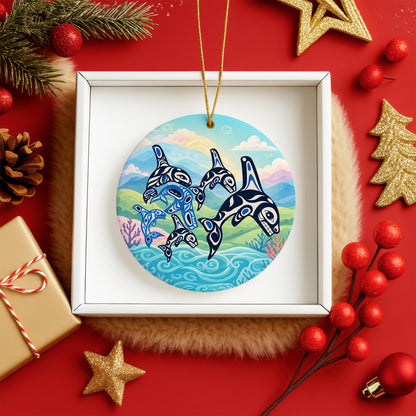Orca Ceramic Ornament – Pacific Northwest Indigenous Art Christmas Tree Decor