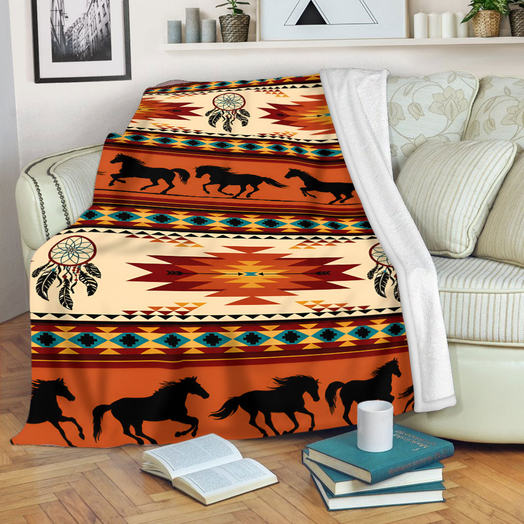 Spirit Horse Native Inspired Dreamcatcher Southwestern Throw Decor Fleece Blanket