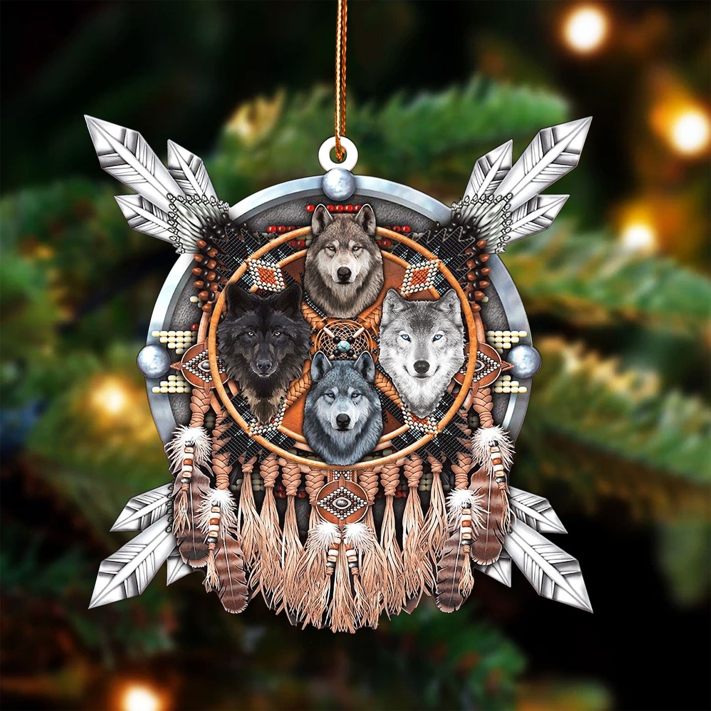 Wolf Feather Native American - Unique Christmas Gift Decor Flat Acrylic