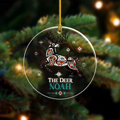 Personalized Deer Acrylic Ornament, Indigenous Inspired Animal Art, Custom Name Gift