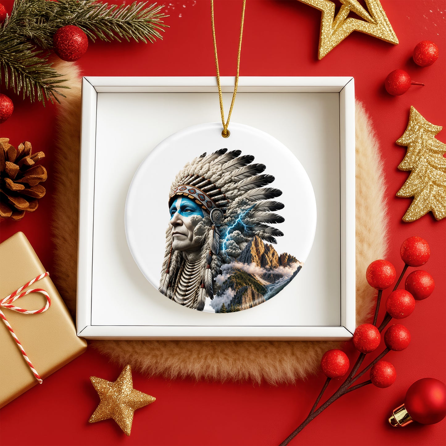 Echoes of Ancestral Land Native Christmas Ornament – Heritage-Inspired Mountain Holiday Decor