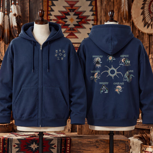 The Seven Sacred Laws Indigenous Culture - Two Sides Unisex Hoodie Zip