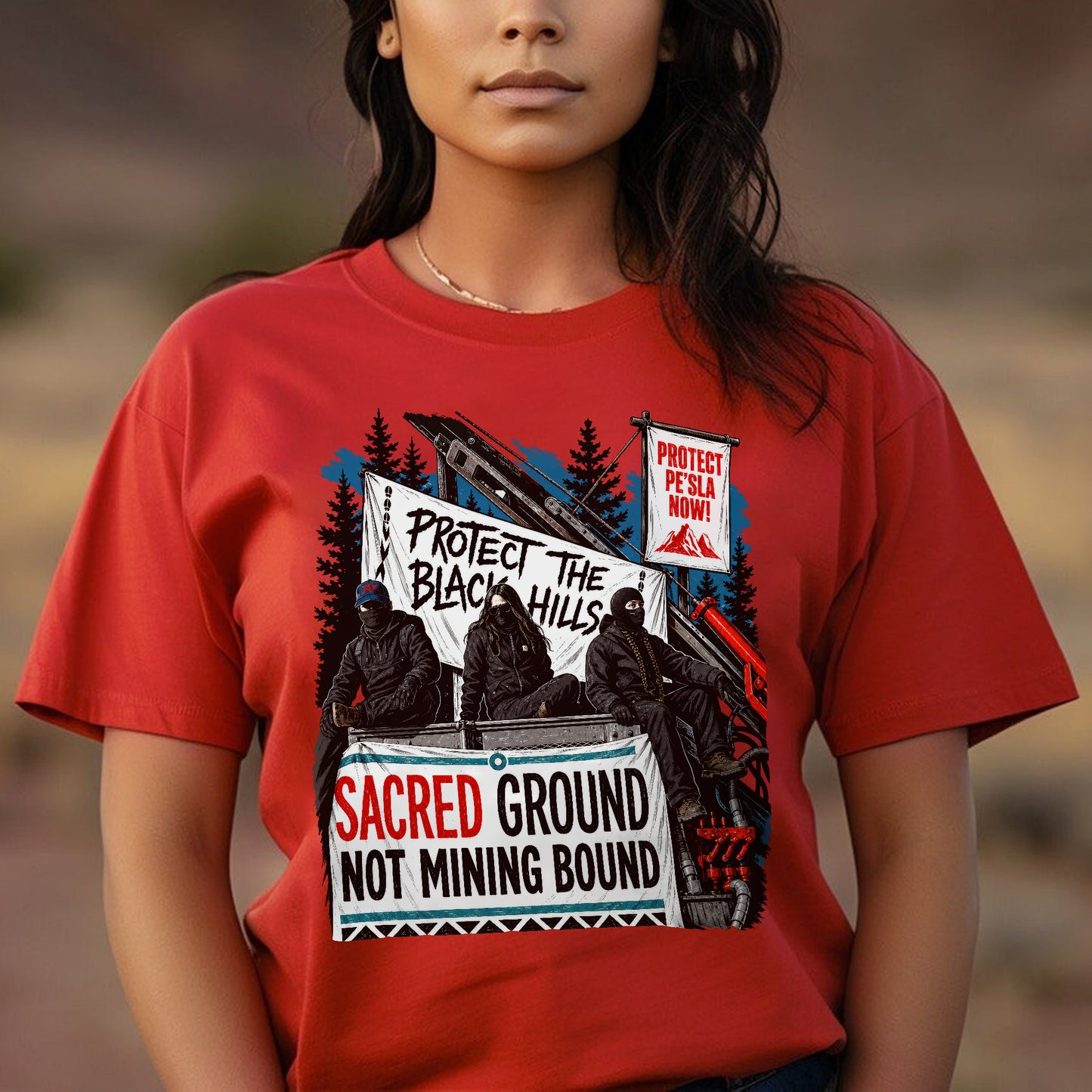 Protect the Black Hills - Sacred Ground Not Mining Bound Unisex T-shirt/T-shirt V-neck/Hoodie/Sweatshirt