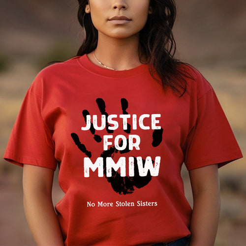 Justice for MMIW No More Stolen Sisters Red Hand Unisex T-Shirt/T-Shirt V-Neck/Hoodie/Sweatshirt