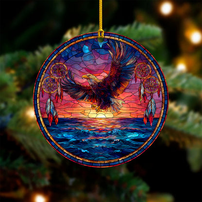 Flying Eagle Sunset Ocean Scene with Dreamcatchers Christmas Gift Decor Flat Acrylic