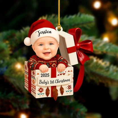 Personalized Baby’s First Christmas Ornament 2025 with Custom Name & Photo