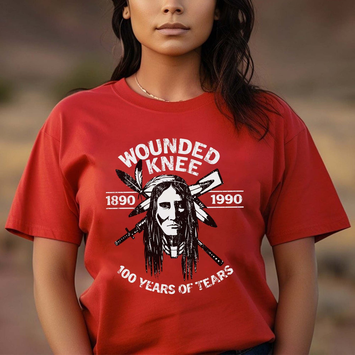 Wounded Knee 100 Years of Tears - 1890 to 1990 Native American Unisex T-shirt/T-shirt V-neck/Hoodie/Sweatshirt