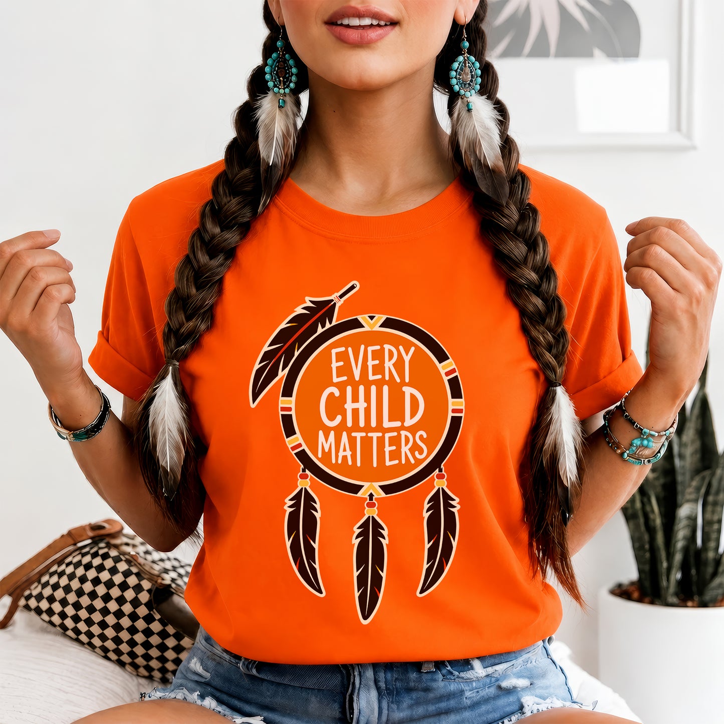 Every Child Matters Orange Shirt, Indigenous Awareness - Two sides - Unisex T-shirt/V-neck T-shirt/Hoodie/Sweatshirt