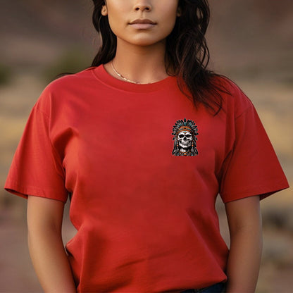 Native Inspired War Chief Skull Fear None Wild Free- Two sides - Unisex T-Shirt/T-Shirt V-Neck/Hoodie/Sweatshirt