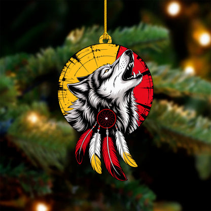 Howling Wolf with Dreamcatcher - Native American Christmas Gift Decor Flat Acrylic