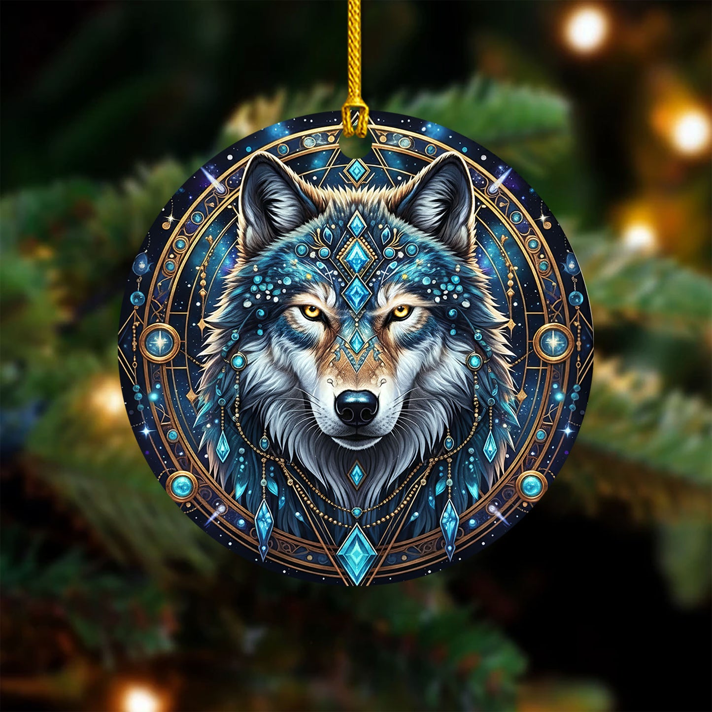 Celestial Wolf - Blue Crystal Spirit Animal - Unique Christmas Gift Decor Flat Acrylic