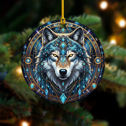 Celestial Wolf - Blue Crystal Spirit Animal - Unique Christmas Gift Decor Flat Acrylic