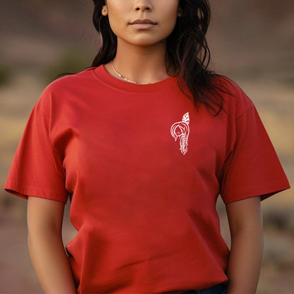 Braided Hair Red Handprint Indigenous Woman - Two Sides - MMIW Unisex T-Shirt/Hoodie/V-Neck/Sweatshirt