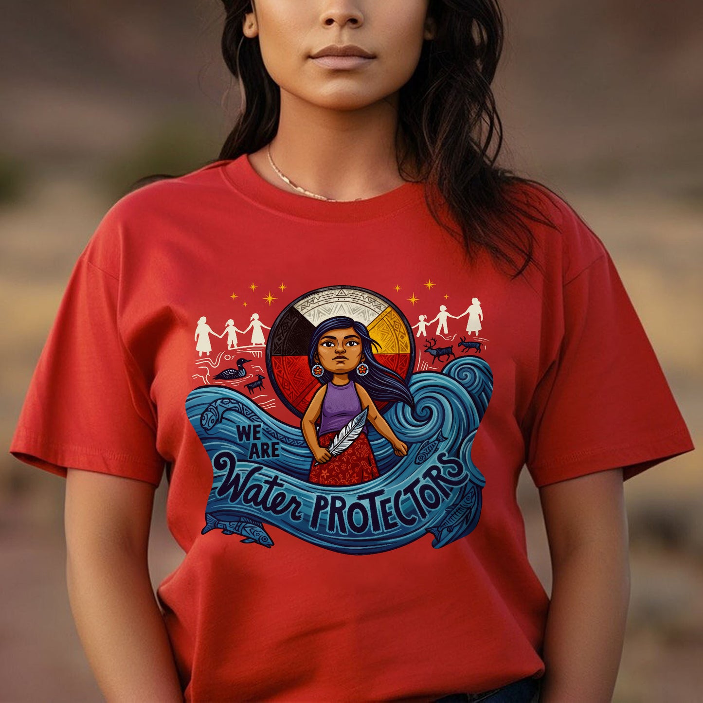 We Are Water Protectors Native American Girl - Unisex T-shirt/V-neck T-shirt/Hoodie/Sweatshirt