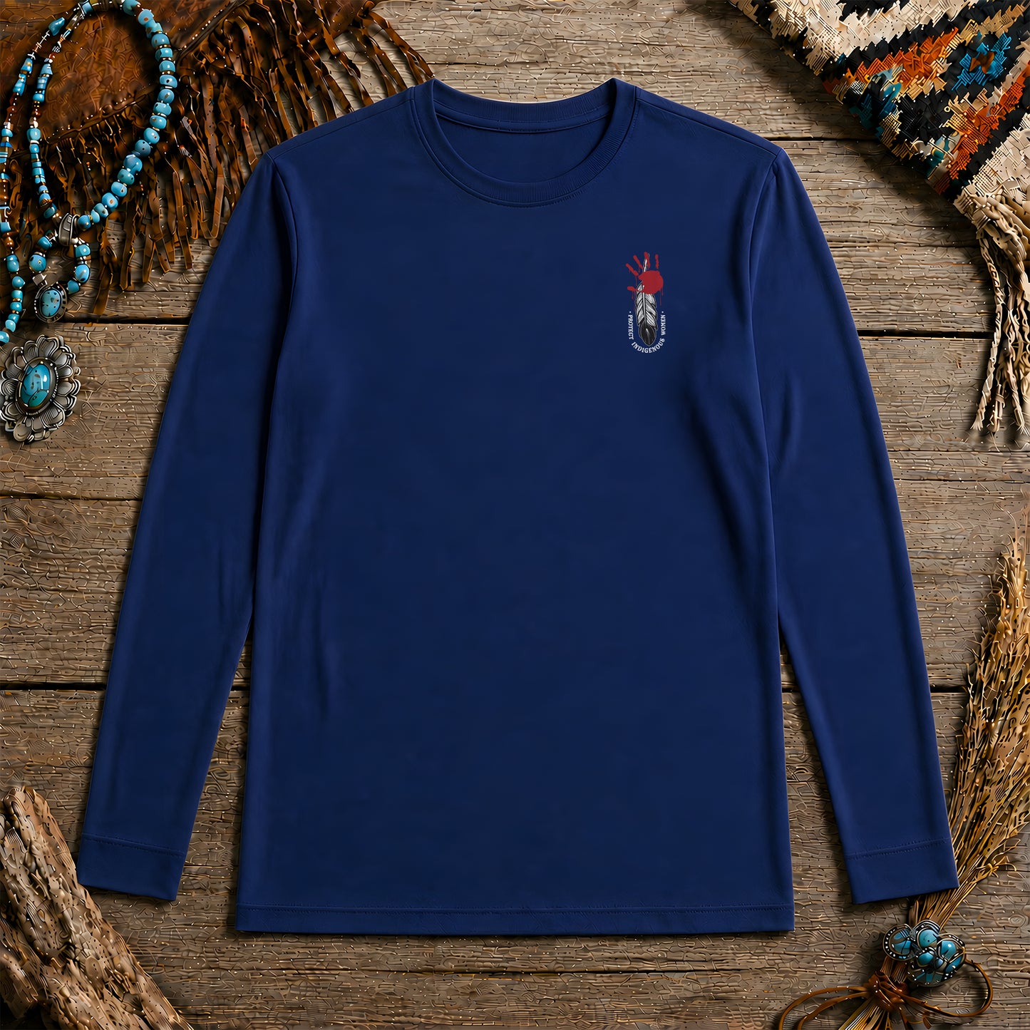 Protect Indigenous Women Red Hand Feather - Two Sides Unisex Long Sleeve