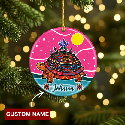 Custom Name Native Tribal Animal Ceramic Christmas Ornament.