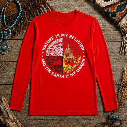 Nature & Earth Quote - Tree/Feather Wheel Graphic Unisex Long Sleeve