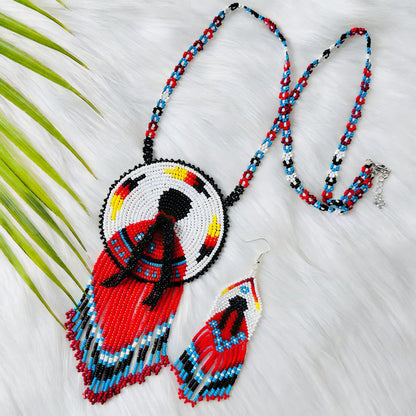 SALE 50% OFF - Combo MMIW Handmade Beaded Necklace And Earrings Unisex With Native American Style