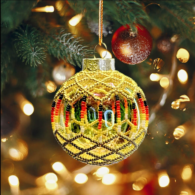 Gold Beaded Handmade Ornament Holiday Decor Gifts