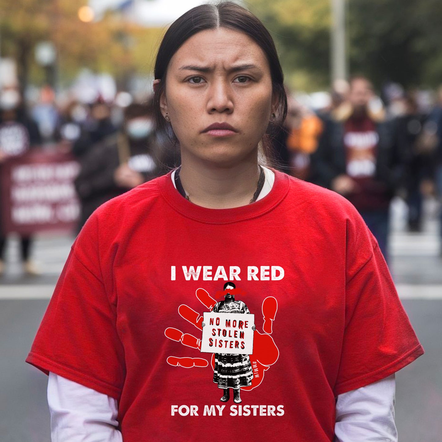 MMIW No More Stolen Sisters I Wear Red for My Sisters Unisex T-Shirt/T-Shirt V-Neck/Hoodie/Sweatshirt