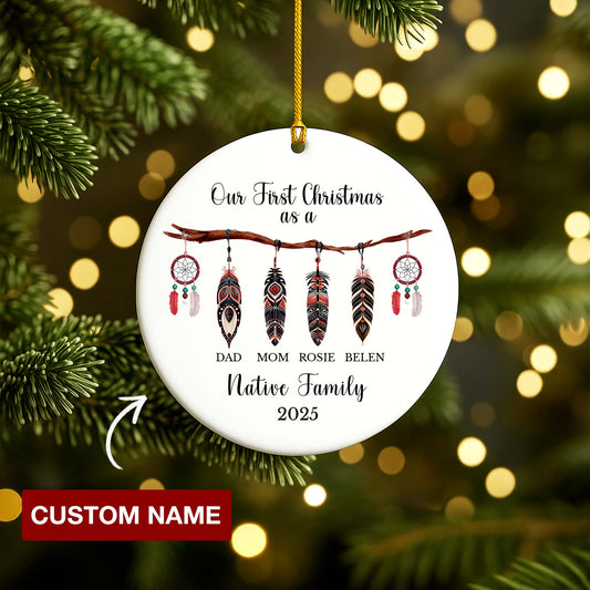 Personalized Native Family Ceramic Ornament - Custom Name