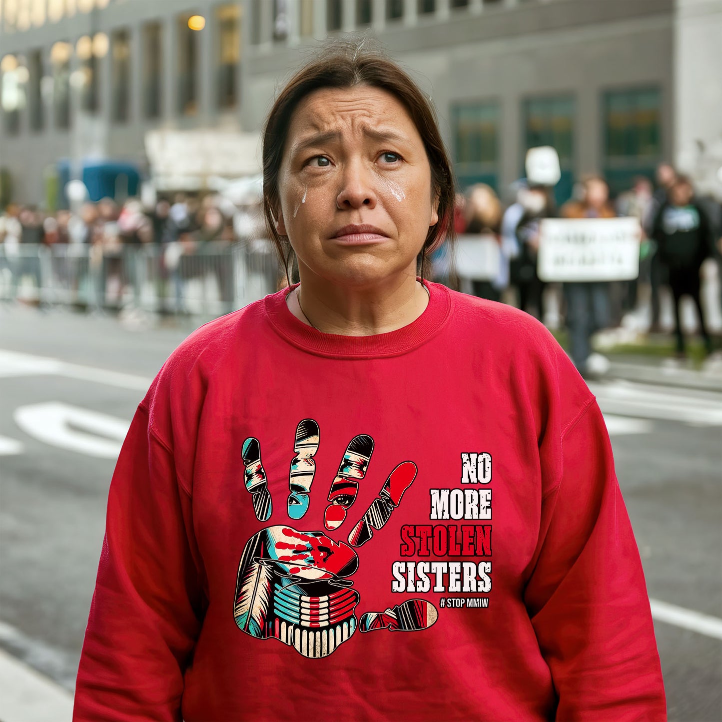 No More Stolen Sisters MMIW Red Hand Native Awareness Unisex T-shirt/T-shirt V-neck/Hoodie/Sweatshirt