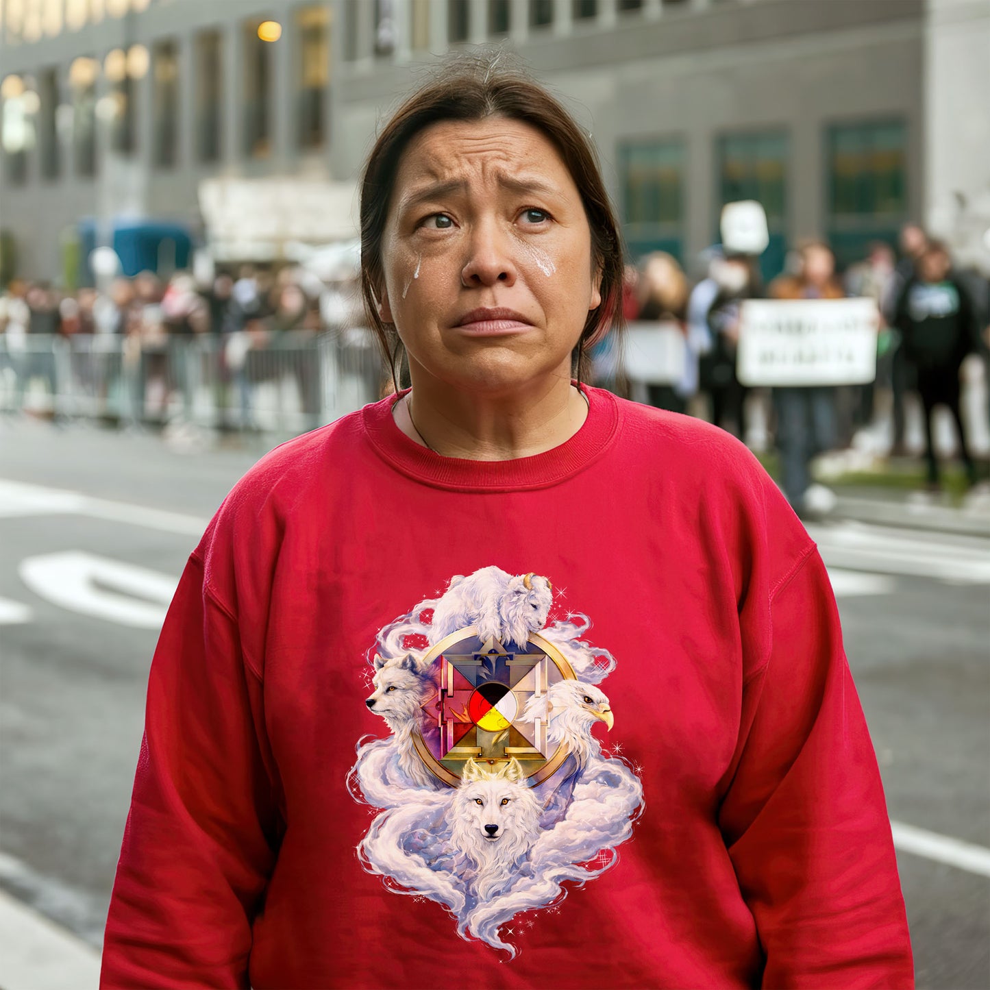 Sacred White Animals & Medicine Wheel Spiritual Unisex T-shirt/T-shirt V-neck/Hoodie/Sweatshirt