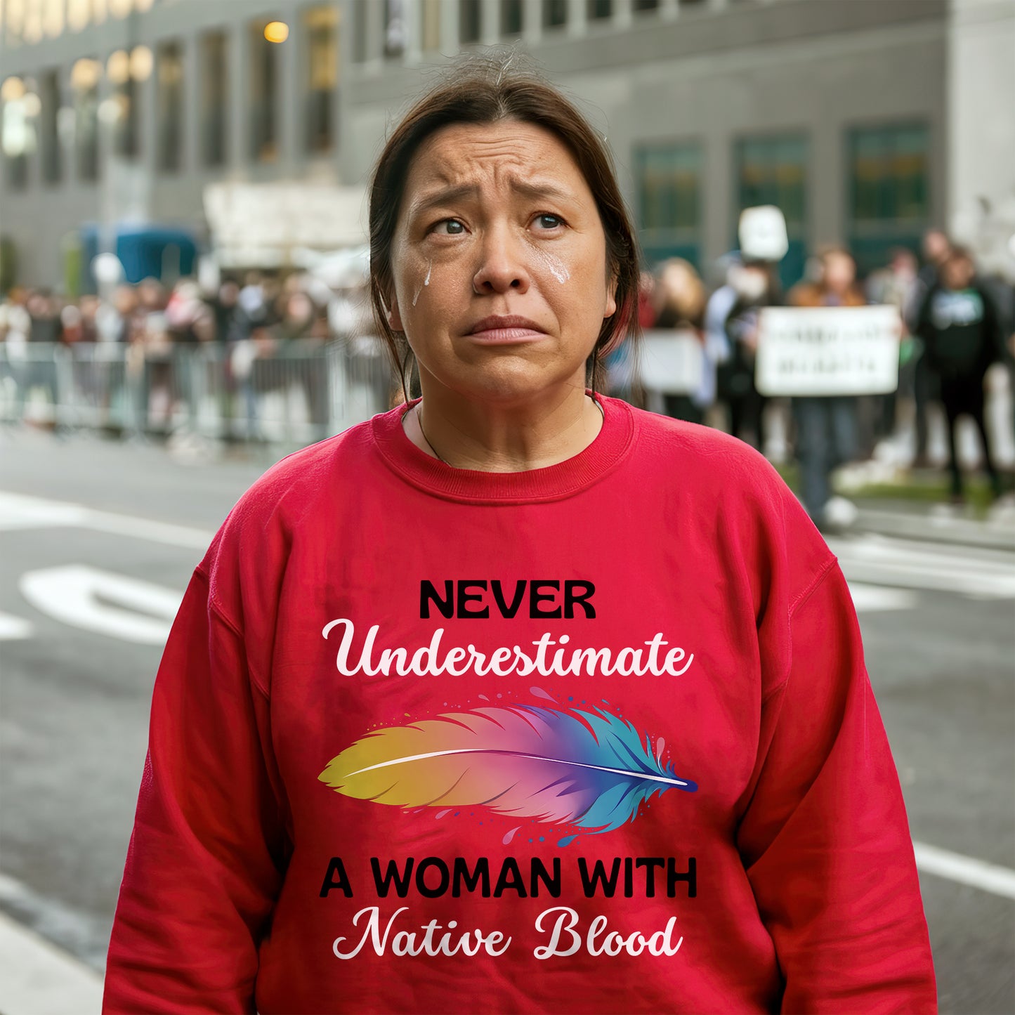 Never Underestimate A Woman With Native Blood Unisex T-shirt/T-shirt V-neck/Hoodie/Sweatshirt