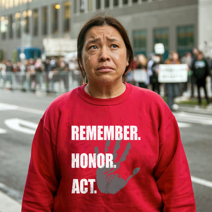 Remember. Honor. Act: MMIW Awareness Unisex T-shirt/V-neck T-shirt /Hoodie/Sweatshirt
