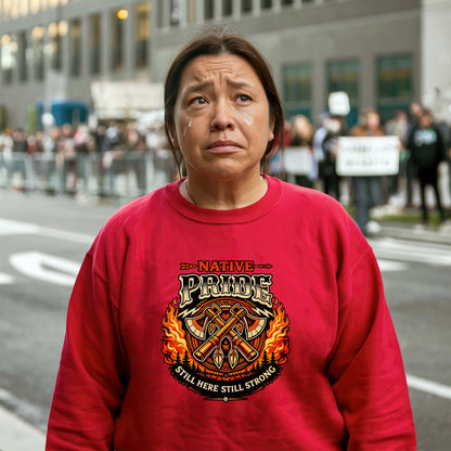 Native Pride Still Here Still Strong - Indigenous Warrior Tomahawk Graphic Unisex T-shirt/T-shirt V-neck/Hoodie/Sweatshirt