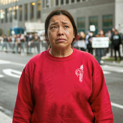 Braided Hair Red Handprint Indigenous Woman - Two Sides - MMIW Unisex T-Shirt/Hoodie/V-Neck/Sweatshirt
