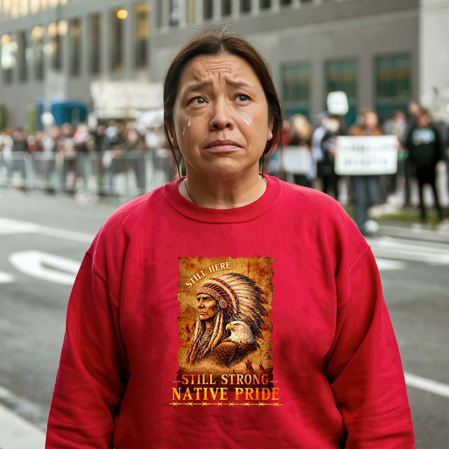 Native Pride "Still Here Still Strong" Warrior & Eagle Vintage Unisex T-shirt/T-shirt V-neck/Hoodie/Sweatshirt