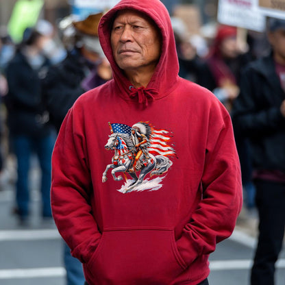 Native American Warrior Horse Patriotic Unisex T-shirt/V-neck T-shirt /Hoodie/Sweatshirt