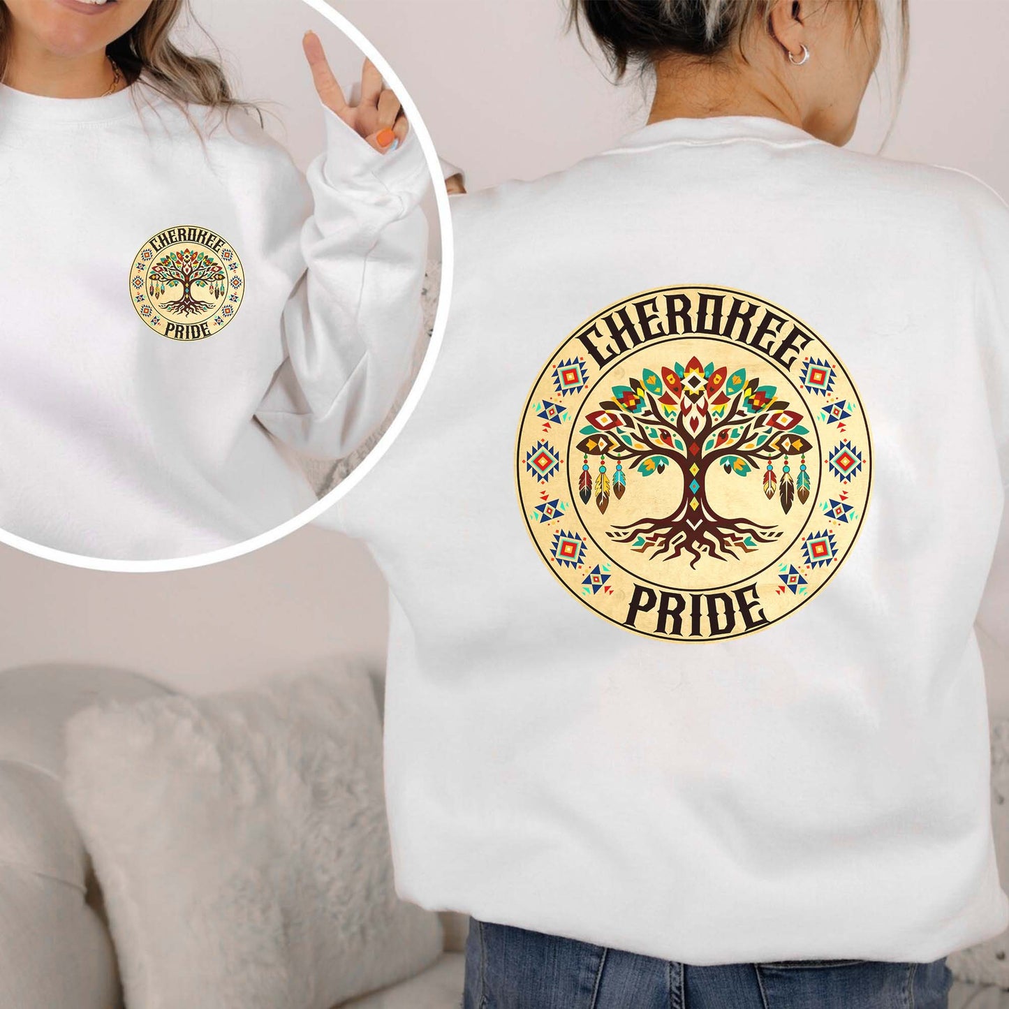 Tree of Life Native American Heritage - Custom Tribe Pride Design - Two sides - T-Shirt/V-Neck/Hoodie/Sweatshirt