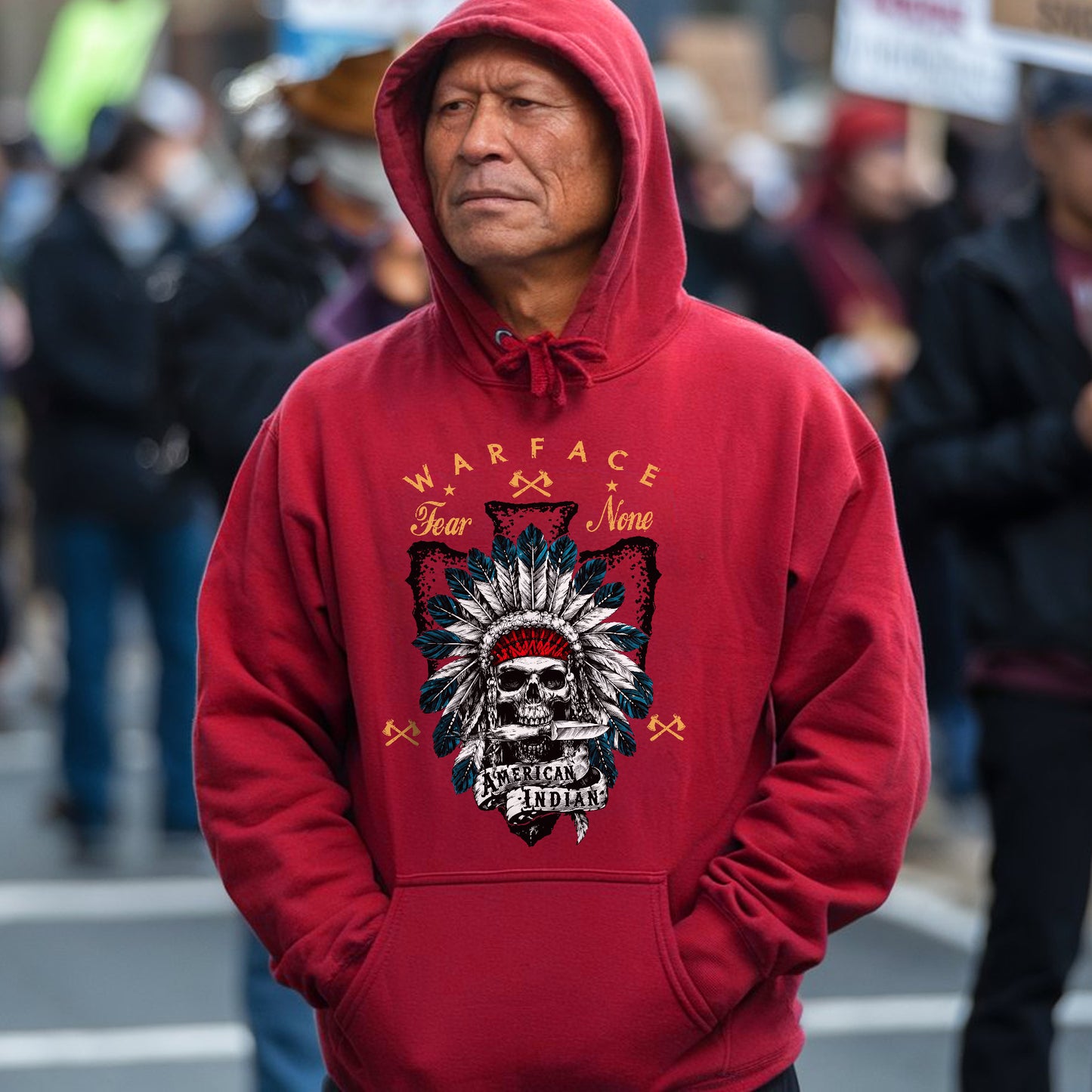 War Face Fear None Native American Warrior Unisex T-shirt/V-neck T-shirt /Hoodie/Sweatshirt