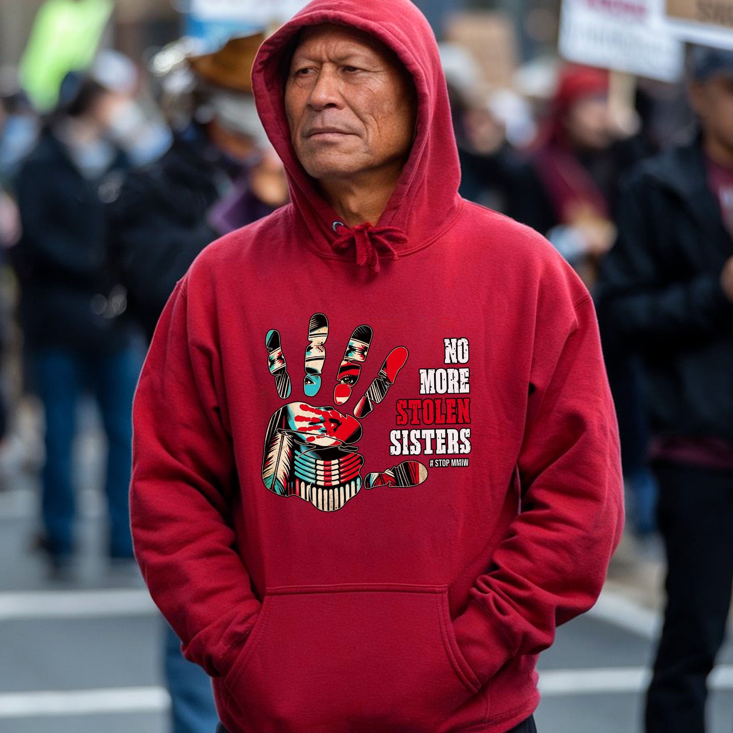 No More Stolen Sisters MMIW Red Hand Native Awareness Unisex T-shirt/T-shirt V-neck/Hoodie/Sweatshirt