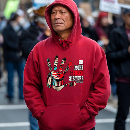 No More Stolen Sisters MMIW Red Hand Native Awareness Unisex T-shirt/T-shirt V-neck/Hoodie/Sweatshirt