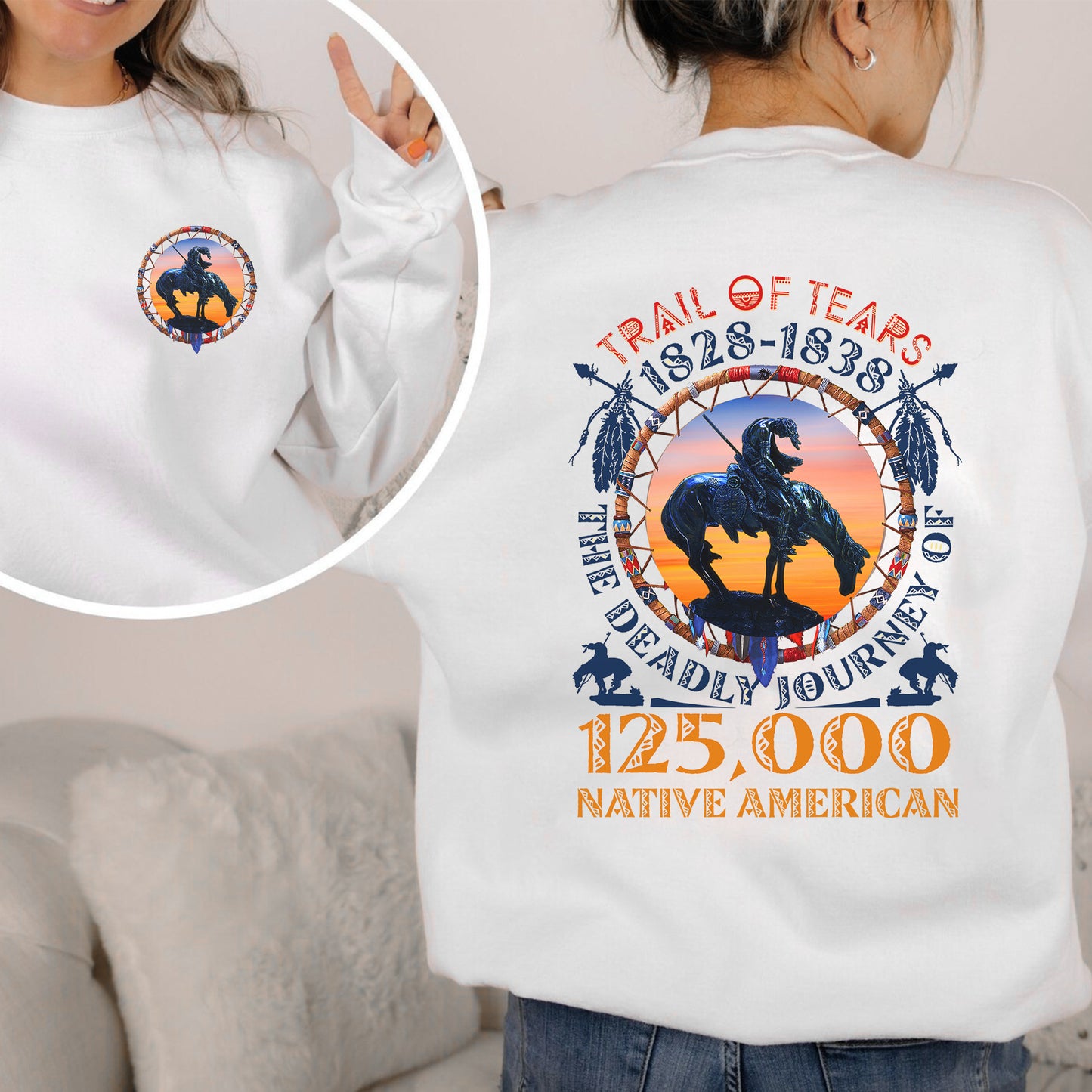 Trail of Tears Memorial – 125,000 Native Americans Lost Unisex - Two sides - T-Shirt/T-Shirt V-Neck/Hoodie/Sweatshirt