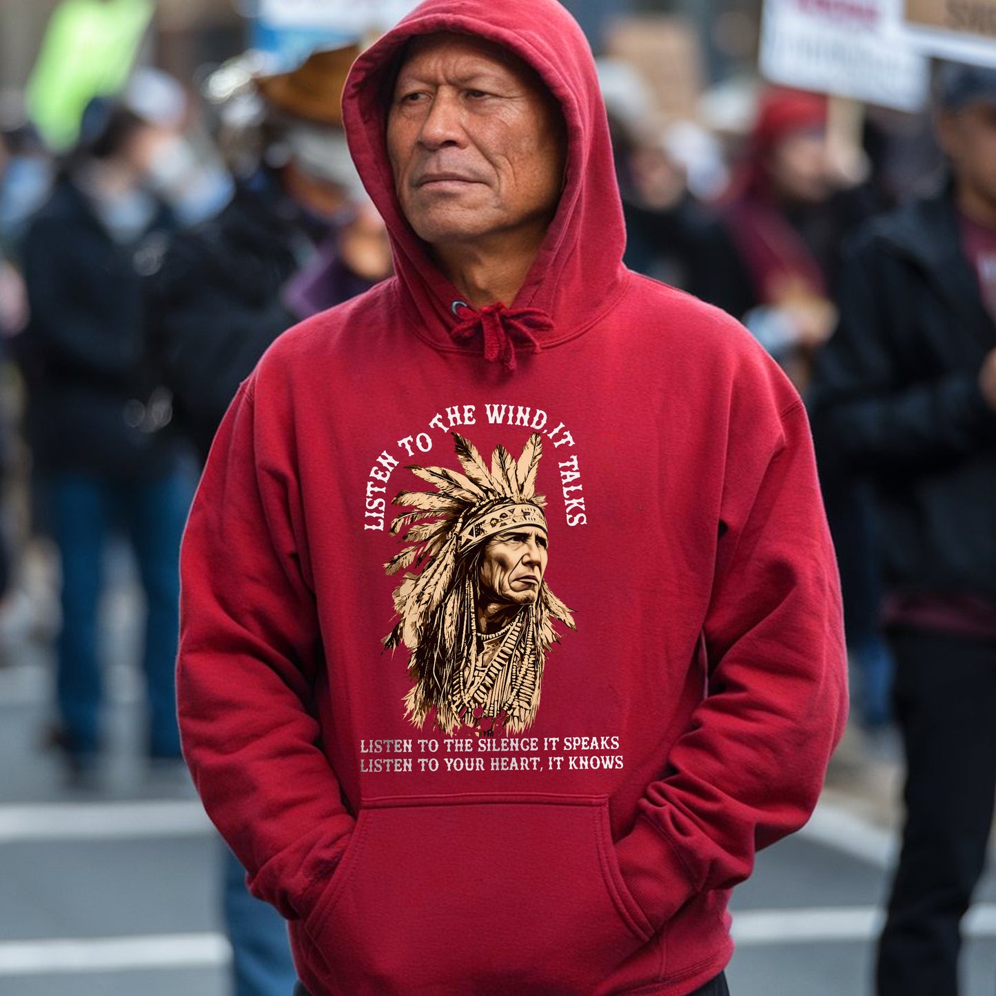 Listen to the Wind Native American Unisex T-shirt/V-neck T-shirt /Hoodie/Sweatshirt