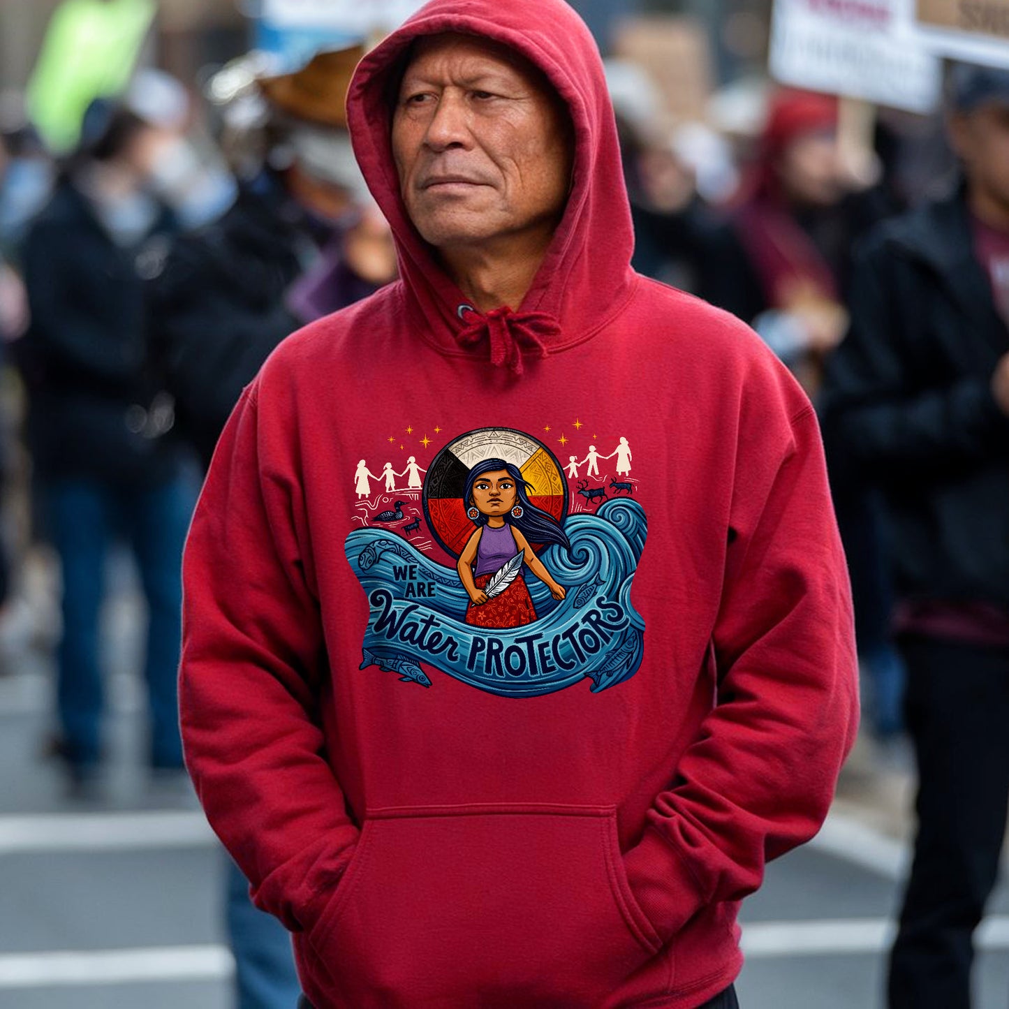 We Are Water Protectors Native American Girl - Unisex T-shirt/V-neck T-shirt/Hoodie/Sweatshirt