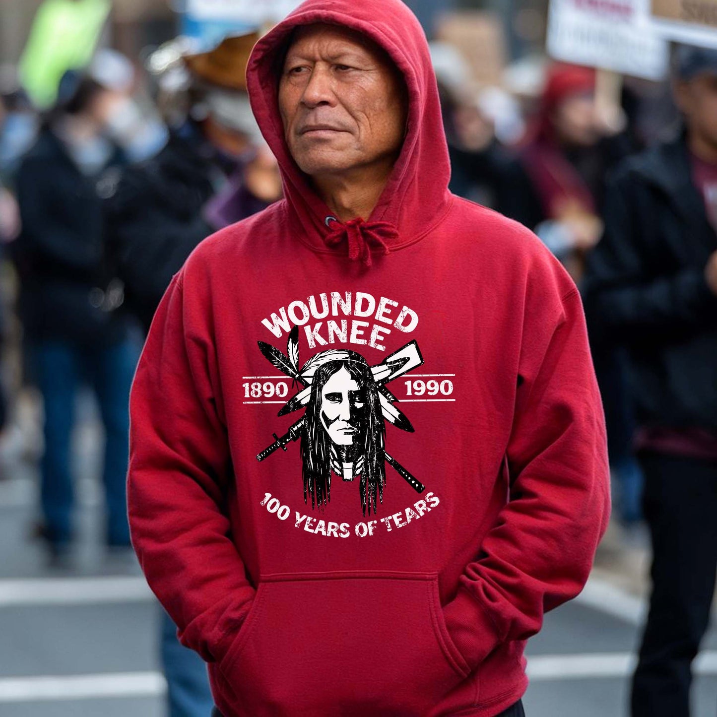 Wounded Knee 100 Years of Tears - 1890 to 1990 Native American Unisex T-shirt/T-shirt V-neck/Hoodie/Sweatshirt
