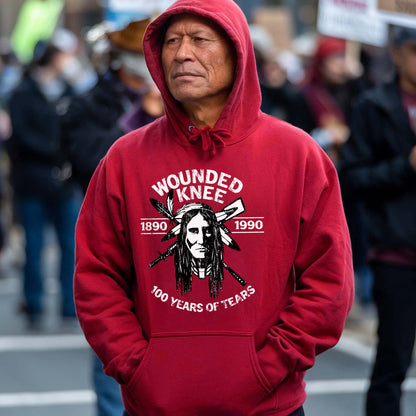 Wounded Knee 100 Years of Tears - 1890 to 1990 Native American Unisex T-shirt/T-shirt V-neck/Hoodie/Sweatshirt