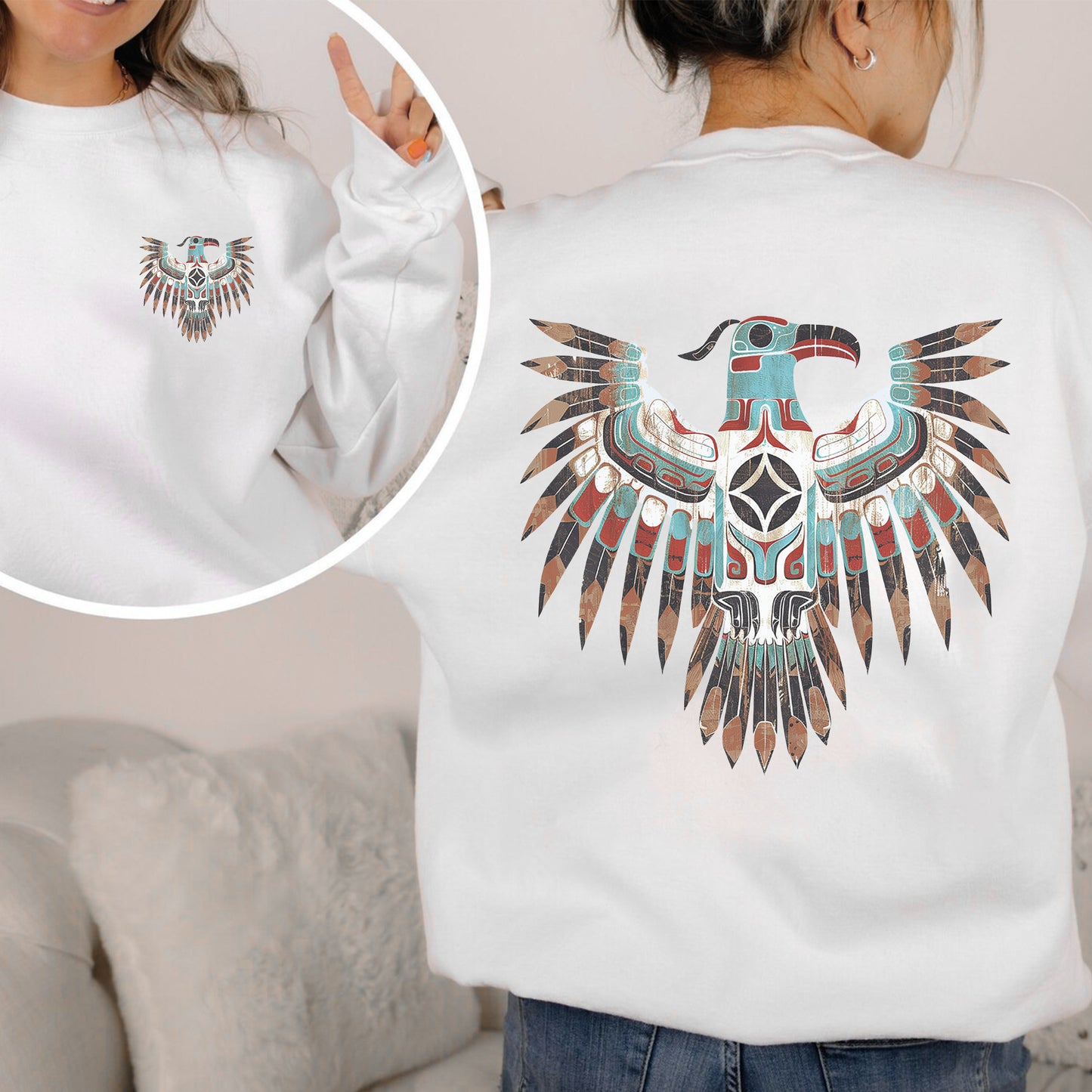 Thunderbird Native American Eagle Unisex - Two sides - T-Shirt/T-Shirt V-Neck/Hoodie/Sweatshirt